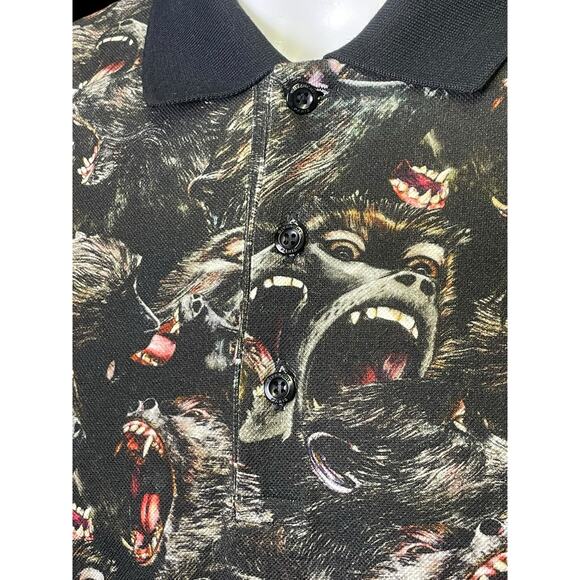 Givenchy Paris Screaming Monkey Brothers All Over Men's Polo Shirt Size Medium - Picture 5 of 9